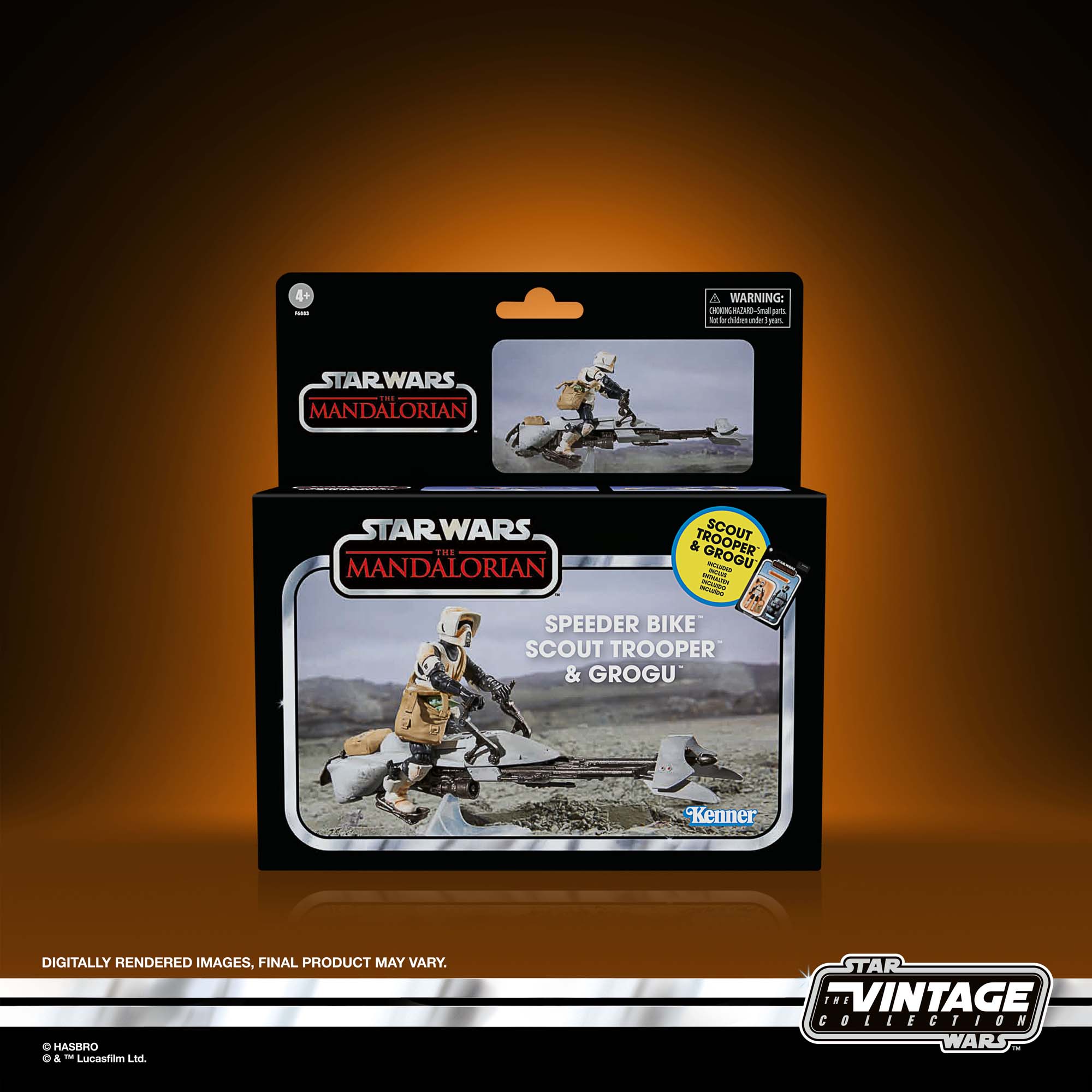 Star Wars The Vintage Collection Speeder Bike Vehicle with 3 3/4-Inch Scout Trooper and Grogu HSF6883 5010996126825