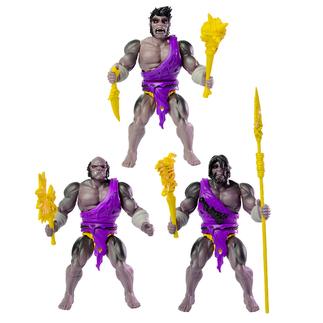 Legends of Dragonore Brukteror Cave Men Tribe Grunts Army 3-Pack 5.5" Figures 9101w 