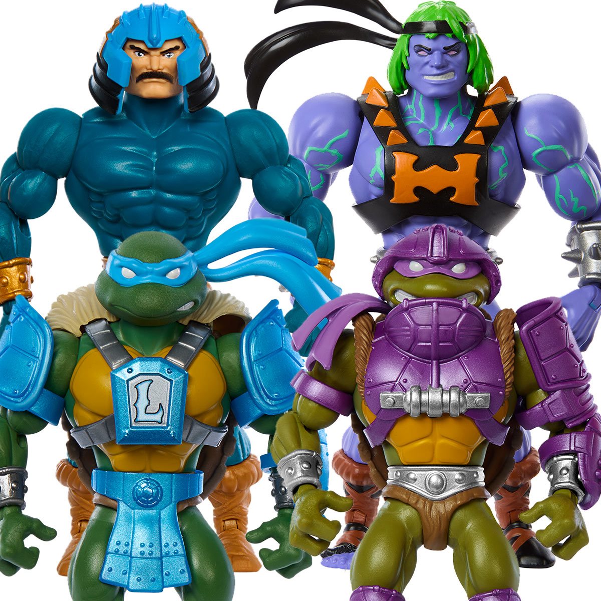 Turtles of Grayskull Wave 1 Set of 4 - Leonardo, Donatello, Man-At-Arms & He-Man MTHPR00A 194735165599